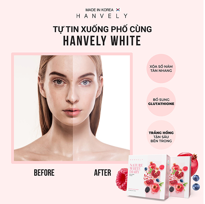 Review viên uống trắng da Hàn Quốc Nature White Diary từ A-Z Vien uong Hanvely cai thien lan da trong thay - Review viên uống trắng da Hàn Quốc Nature White Diary từ A-Z